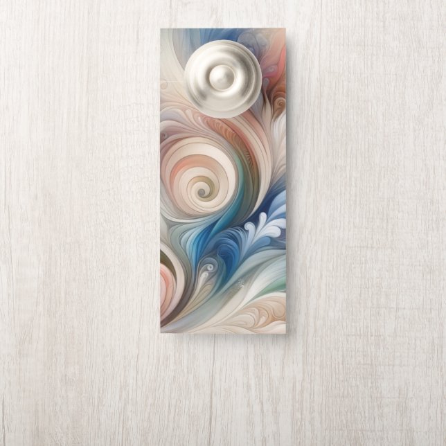 Waterverf Fantasy Floral Pastel Blauw & Crème Deurhanger (Op knop)
