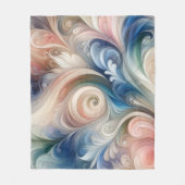 Waterverf Fantasy Floral Pastel Blauw & Crème Fleece Deken (Voorkant)