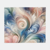 Waterverf Fantasy Floral Pastel Blauw & Crème Fleece Deken (Voorkant (Horizontaal))