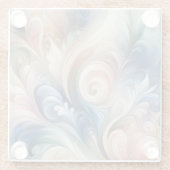 Waterverf Fantasy Floral Pastel Blauw & Crème Glazen Onderzetter (Achterkant)