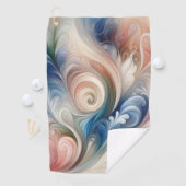 Waterverf Fantasy Floral Pastel Blauw & Crème Golfhanddoek (Insitu)
