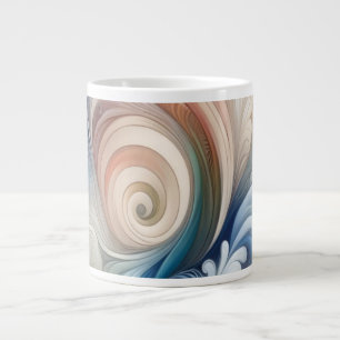 Waterverf Fantasy Floral Pastel Blauw & Crème Grote Koffiekop