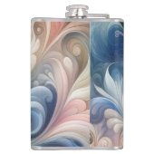 Waterverf Fantasy Floral Pastel Blauw & Crème Heupfles (Achterkant)
