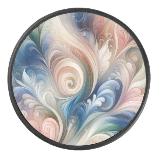 Waterverf Fantasy Floral Pastel Blauw & Crème Hockey Puck (Voorkant)