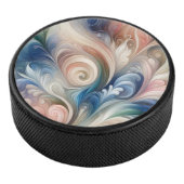 Waterverf Fantasy Floral Pastel Blauw & Crème Hockey Puck (3/4)
