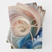 Waterverf Fantasy Floral Pastel Blauw & Crème Inpakpapier Vel (In situ)