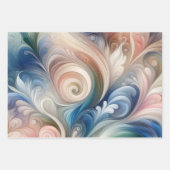 Waterverf Fantasy Floral Pastel Blauw & Crème Inpakpapier Vel (Voorkant)