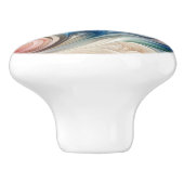 Waterverf Fantasy Floral Pastel Blauw & Crème Keramische Knop (Zijkant)