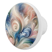 Waterverf Fantasy Floral Pastel Blauw & Crème Keramische Knop (Rechts)