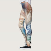 Waterverf Fantasy Floral Pastel Blauw & Crème Leggings (Links)