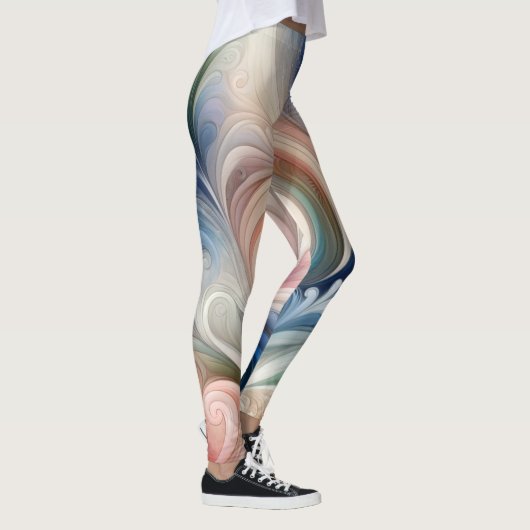 Waterverf Fantasy Floral Pastel Blauw & Crème Leggings (Rechts)