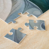 Waterverf Fantasy Floral Pastel Blauw & Crème Legpuzzel (Zijkant)