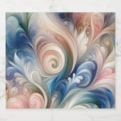 Waterverf Fantasy Floral Pastel Blauw & Crème Likeurfles Etiket (Enkel label)