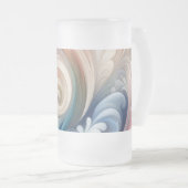 Waterverf Fantasy Floral Pastel Blauw & Crème Matglas Bierpul (Voorkant rechts)