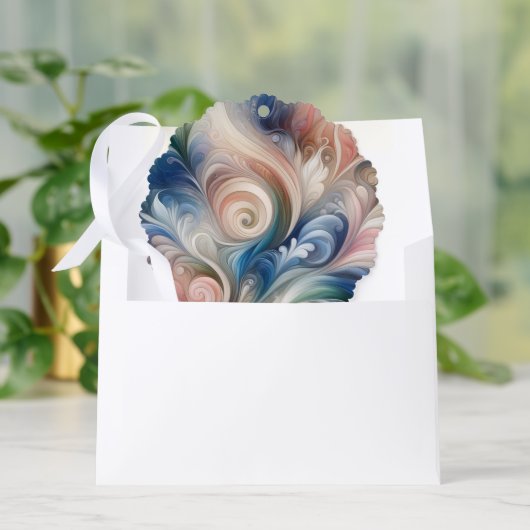 Waterverf Fantasy Floral Pastel Blauw & Crème Ornament Kaart (Envelop)