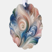 Waterverf Fantasy Floral Pastel Blauw & Crème Ornament Kaart (Links)