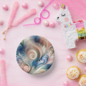 Waterverf Fantasy Floral Pastel Blauw & Crème Papieren Kommen (Feest)