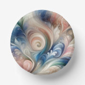 Waterverf Fantasy Floral Pastel Blauw & Crème Papieren Kommen (Voorkant)