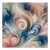 Waterverf Fantasy Floral Pastel Blauw & Crème Perfect Poster (Voorkant)