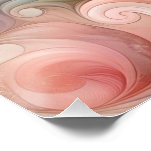 Waterverf Fantasy Floral Pastel Blauw & Crème Perfect Poster (Hoek)