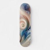 Waterverf Fantasy Floral Pastel Blauw & Crème Persoonlijk Skateboard (Voorkant)