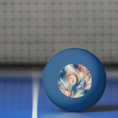 Waterverf Fantasy Floral Pastel Blauw & Crème Pingpongbal (Net)