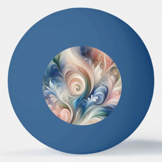 Waterverf Fantasy Floral Pastel Blauw & Crème Pingpongbal (Voorkant)
