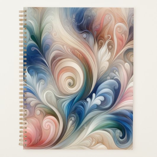 Waterverf Fantasy Floral Pastel Blauw & Crème Planner (Voorkant)