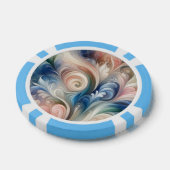 Waterverf Fantasy Floral Pastel Blauw & Crème Poker Chips (Enkel)