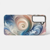 Waterverf Fantasy Floral Pastel Blauw & Crème Samsung Galaxy Hoesje (Achterkant horizontaal)