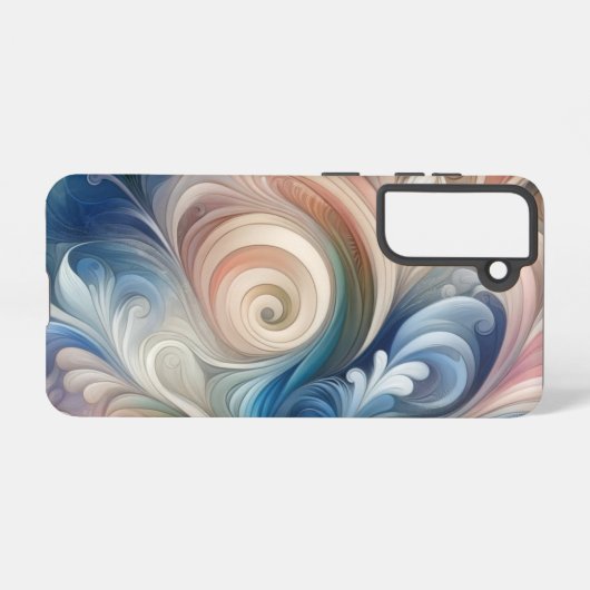 Waterverf Fantasy Floral Pastel Blauw & Crème Samsung Galaxy Hoesje (Achterkant horizontaal)
