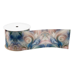 Waterverf Fantasy Floral Pastel Blauw & Crème Satijnen Lint