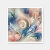 Waterverf Fantasy Floral Pastel Blauw & Crème Servet (Voorkant)