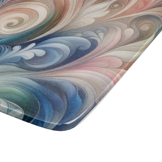 Waterverf Fantasy Floral Pastel Blauw & Crème Snijplank (Hoek)