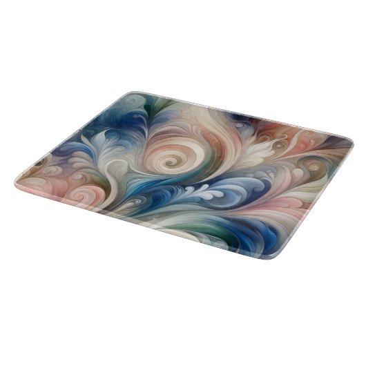 Waterverf Fantasy Floral Pastel Blauw & Crème Snijplank (Hoek)