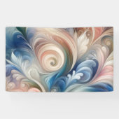 Waterverf Fantasy Floral Pastel Blauw & Crème Spandoek (Horizontaal)