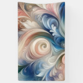Waterverf Fantasy Floral Pastel Blauw & Crème Spandoek (Verticaal)