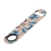 Waterverf Fantasy Floral Pastel Blauw & Crème Speed Flessenopener (Achterkant Gekanteld)