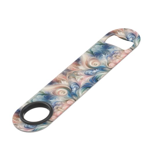 Waterverf Fantasy Floral Pastel Blauw & Crème Speed Flessenopener (Achterkant Gekanteld)
