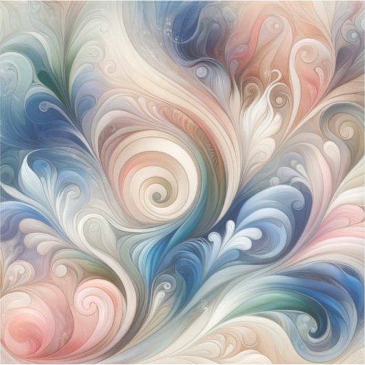 Waterverf Fantasy Floral Pastel Blauw & Crème Sticker (Voorkant)