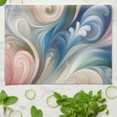 Waterverf Fantasy Floral Pastel Blauw & Crème Theedoek (Gevouwen)