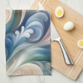 Waterverf Fantasy Floral Pastel Blauw & Crème Theedoek (Quarter Fold)