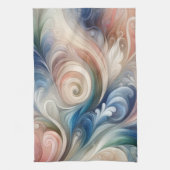 Waterverf Fantasy Floral Pastel Blauw & Crème Theedoek (Verticaal)