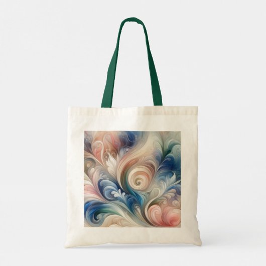 Waterverf Fantasy Floral Pastel Blauw & Crème Tote Bag (Achterkant)