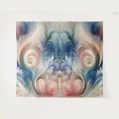 Waterverf Fantasy Floral Pastel Blauw & Crème Wandkleed (Voorkant (horizontaal))