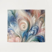 Waterverf Fantasy Floral Pastel Blauw & Crème Wandkleed (Voorkant (horizontaal))