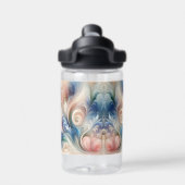 Waterverf Fantasy Floral Pastel Blauw & Crème Waterfles (Achterkant)