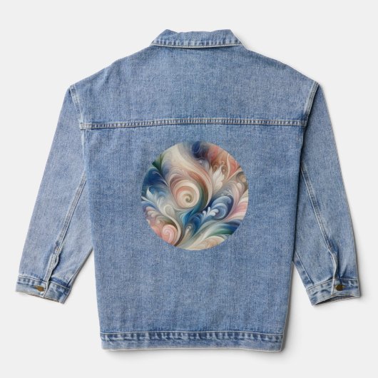 Waterverf Fantasy Floral Romantisch Patroon Denim Jacket (Achterkant)