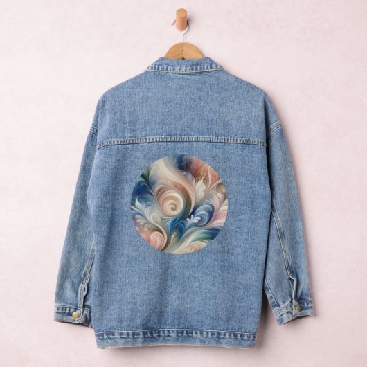 Waterverf Fantasy Floral Romantisch Patroon Denim Jacket (Hangar)