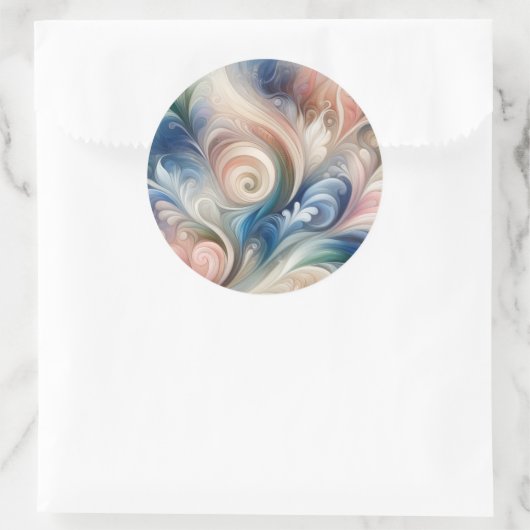 Waterverf Fantasy Floral Romantisch Patroon Ronde Sticker (Tas)